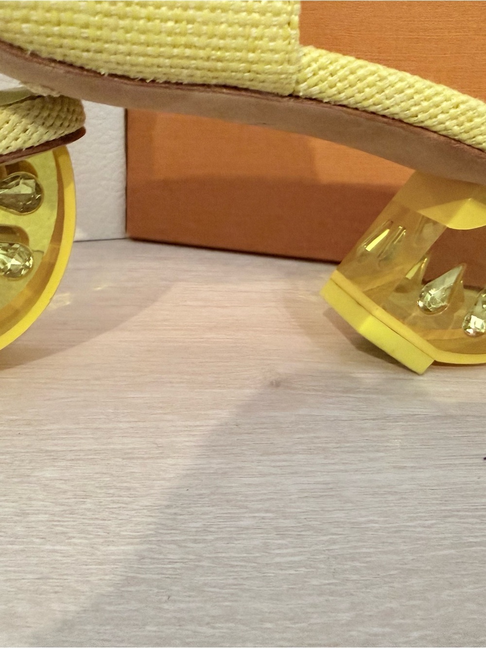 kate spade Bright Yellow Open-Toe Slip-On Mules with Lemon Wedge Heel - Picture 2 of 4